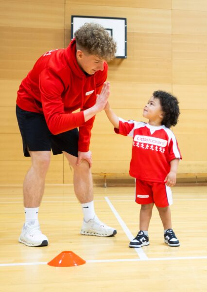 kids football classes Limerick Little Kickers coach and child